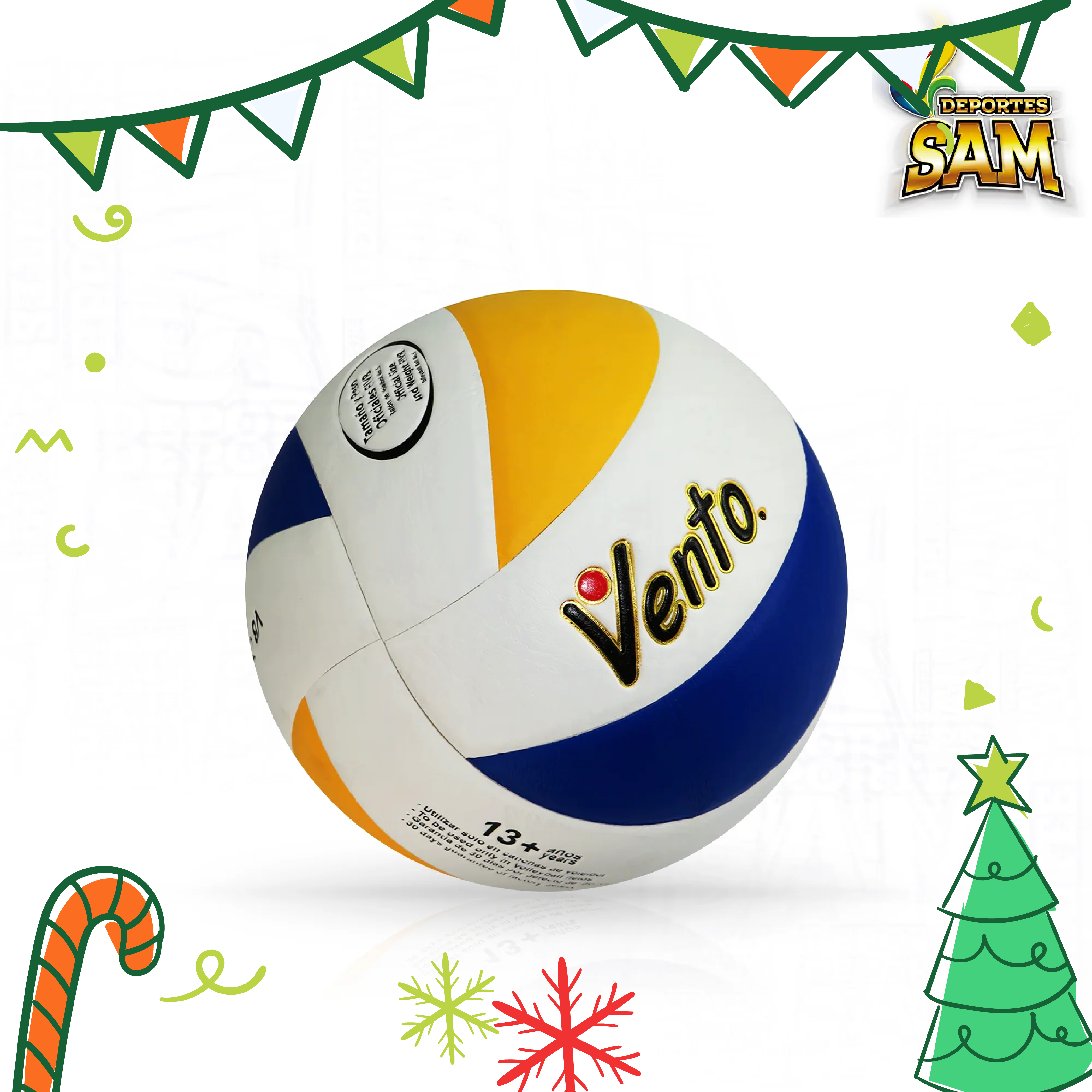 BALON VOLEIBOL VENTO PU WHITE BLUE YELLOW #4