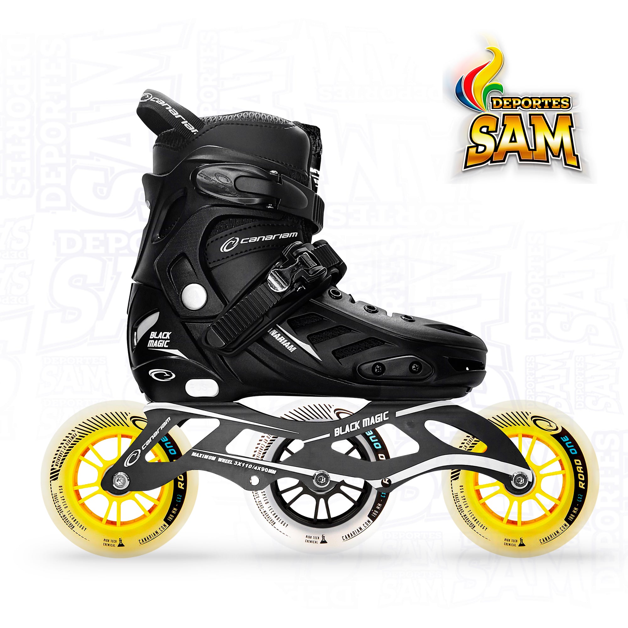 PATINES BLACK MAGIC URBANO NEGRO RUEDA 110 O 100 MM CANARIAM