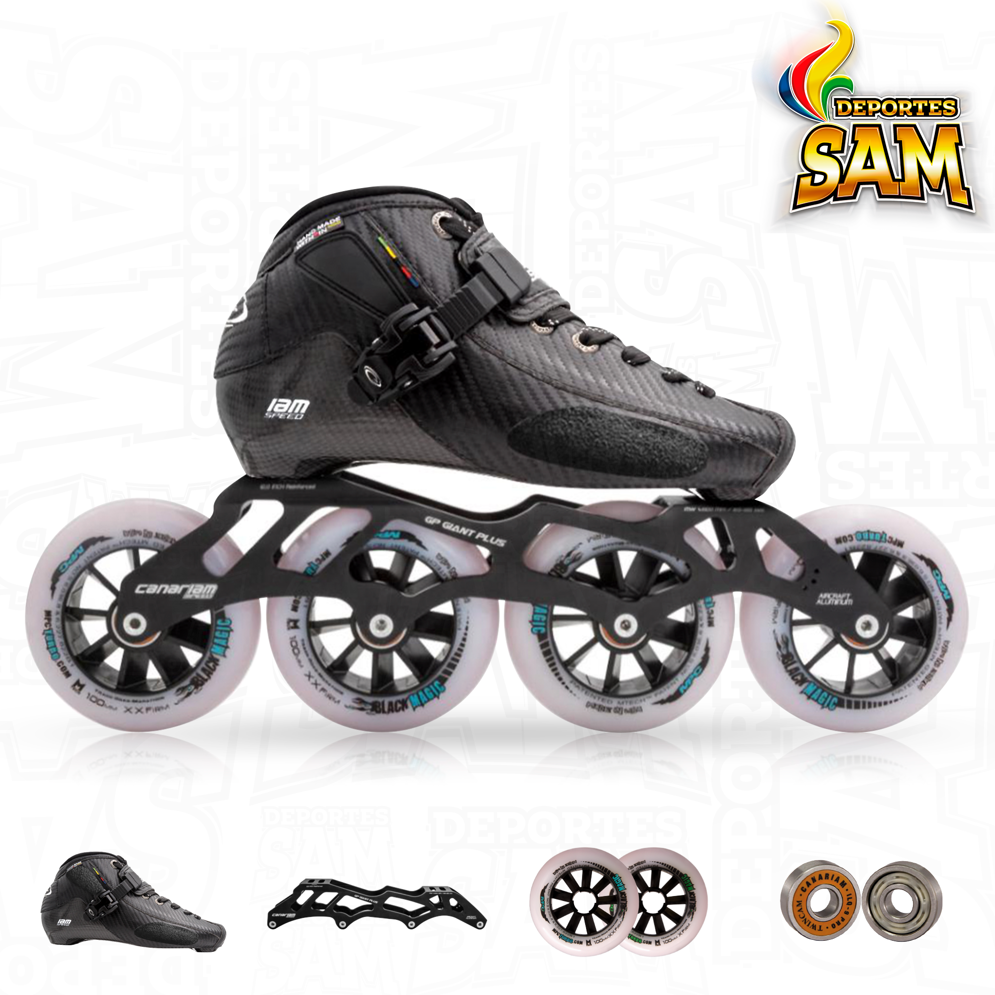 PATIN PROFESIONAL BOTA ONIX CHASIS GP GIANT PLUS 12,0 RUEDA MPC BLACK MAGIC 100MM BALINERA TWINCAM ILQ-9PRO