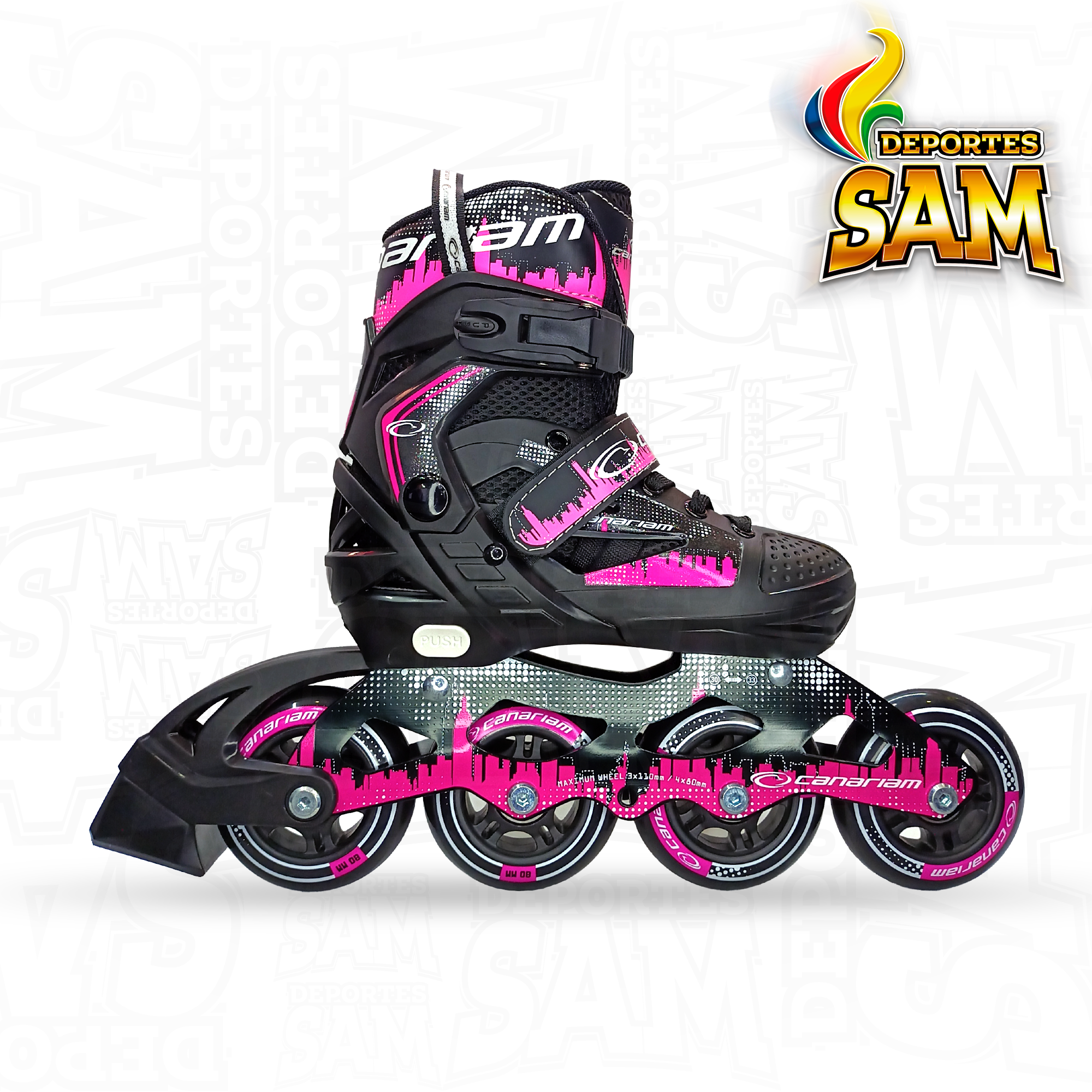 PATINES ROLLER PINK CANARIAM FUCSIA X NEGRO