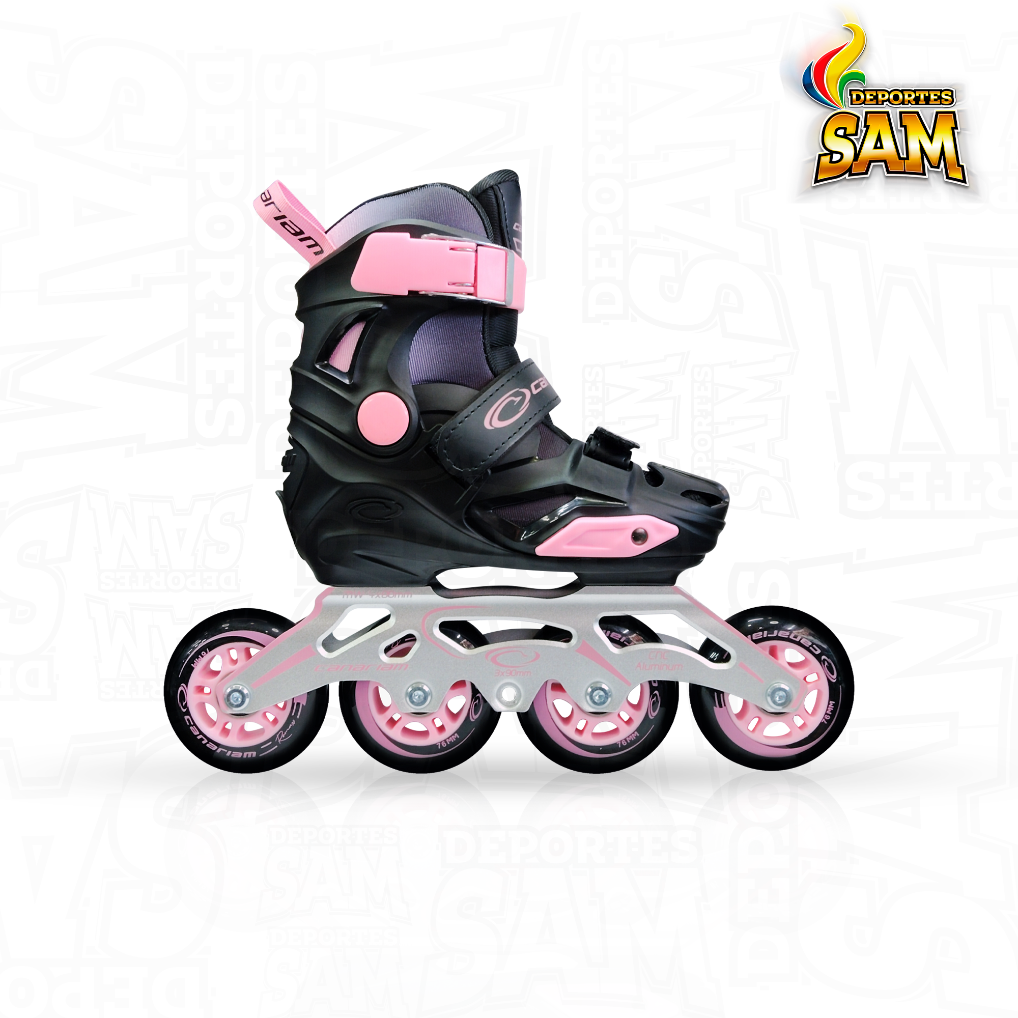 PATINES ROMAX NEGRO X ROSADO CANARIAM