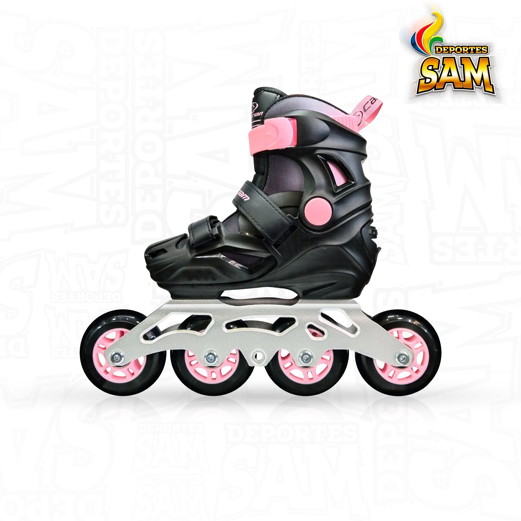 PATINES ROMAX NEGRO X ROSADO CANARIAM