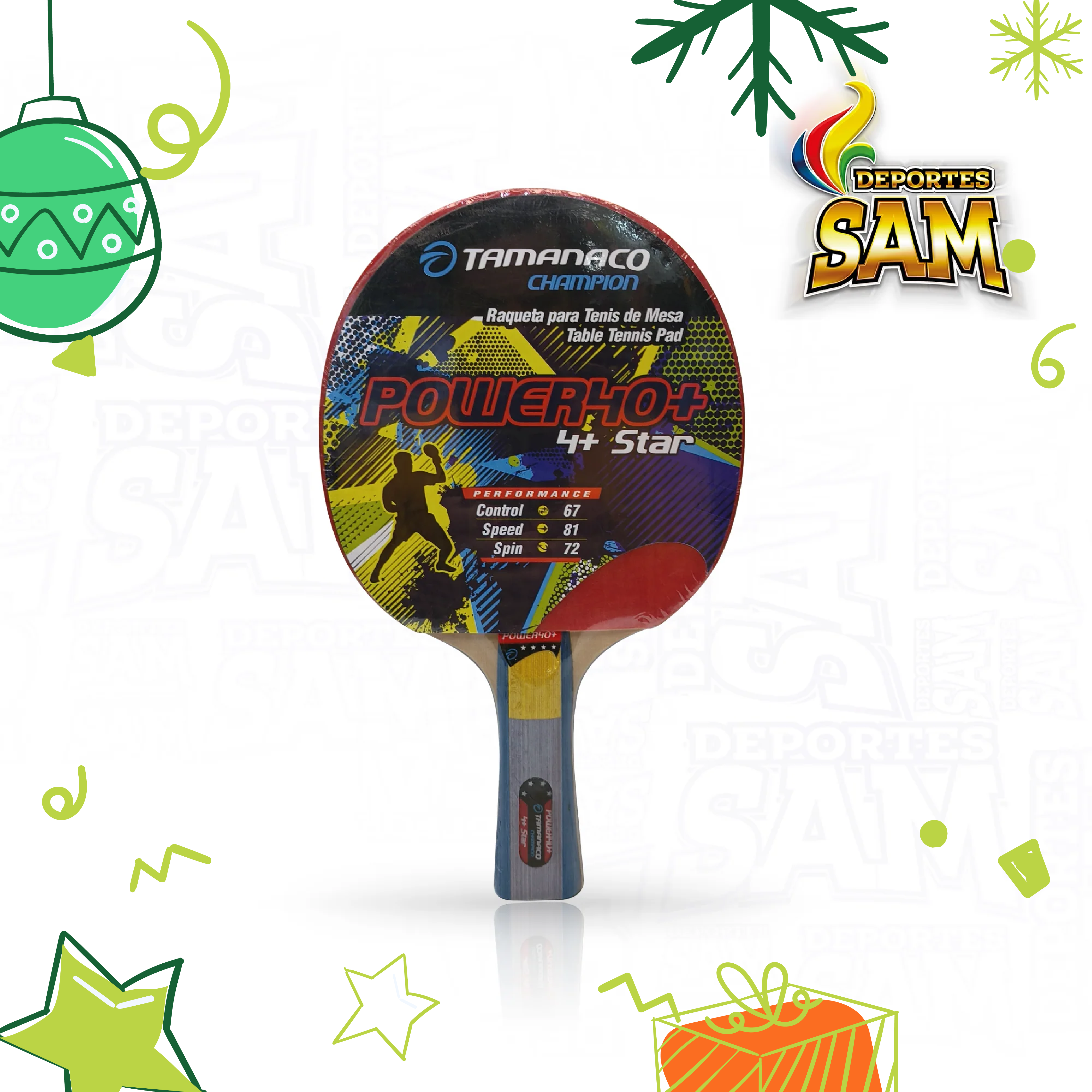 RAQUETA PING PONG 4 ESTRELLAS TAMANACO POWER 40+ -