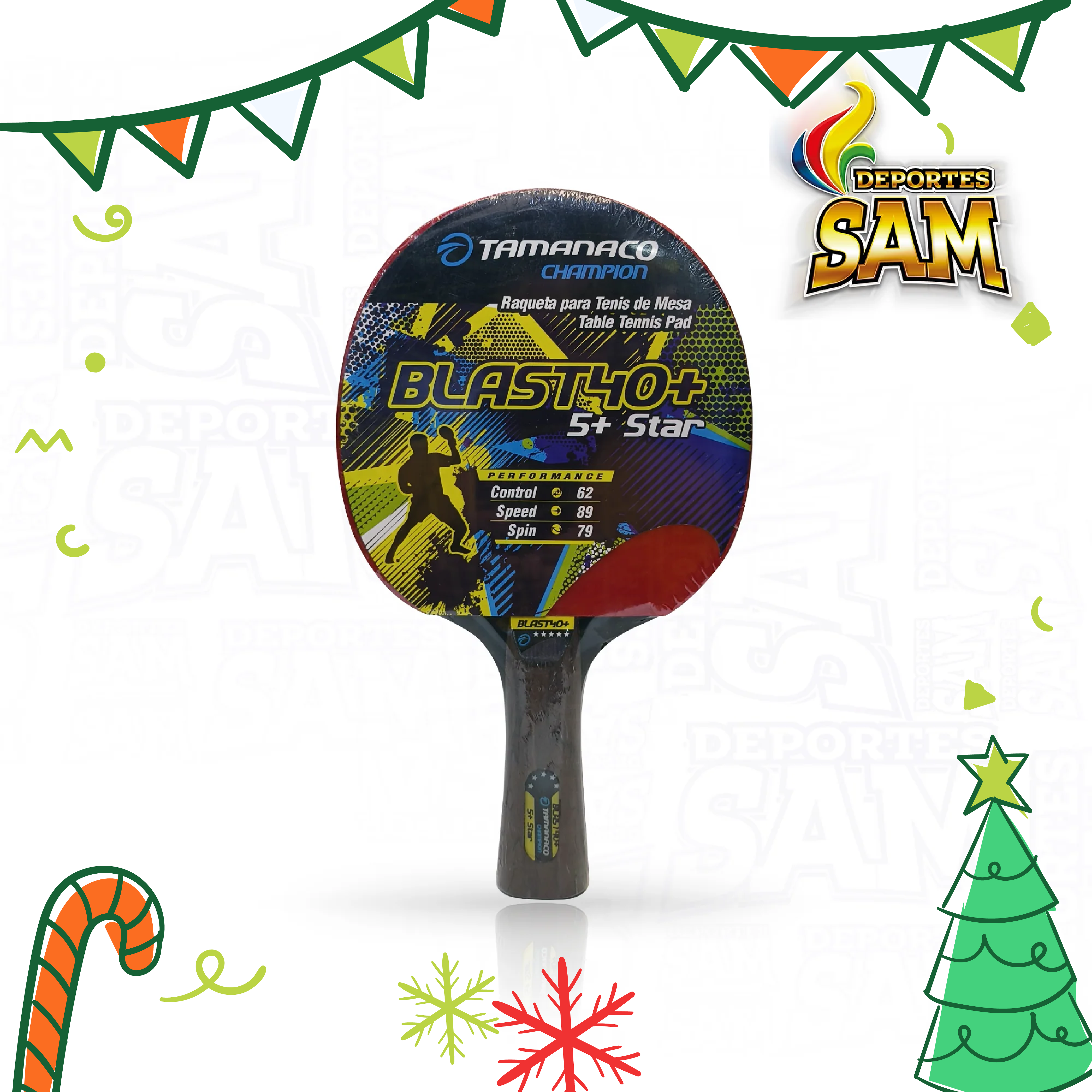 RAQUETA PING PONG  5 ESTRELLAS TAMANACO BLAST 40+ -