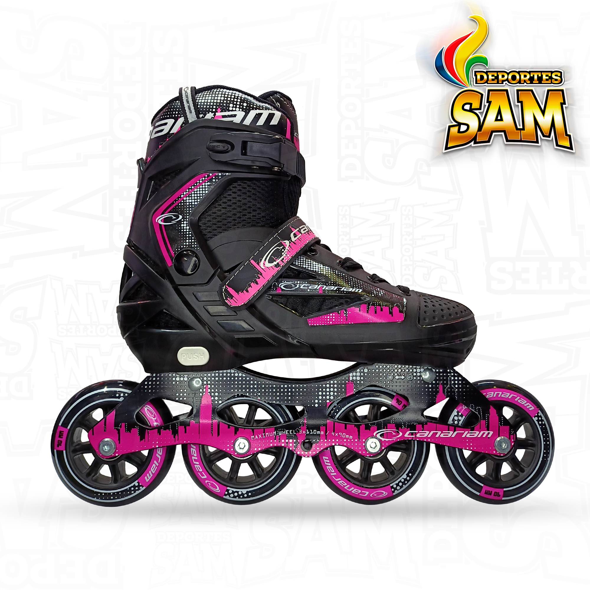 PATINES ROLLER PINK CANARIAM FUCSIA X NEGRO