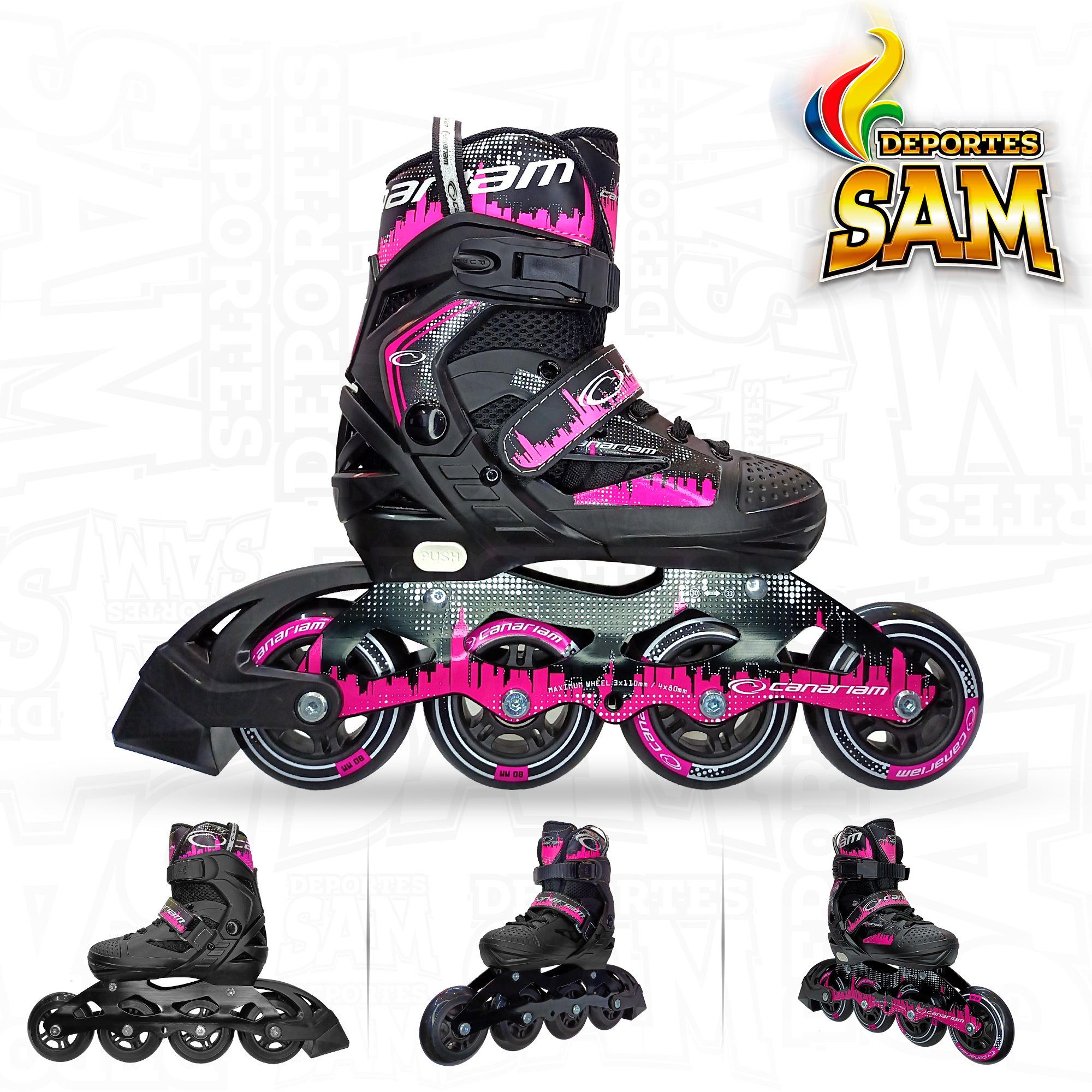 PATINES ROLLER PINK CANARIAM FUCSIA X NEGRO